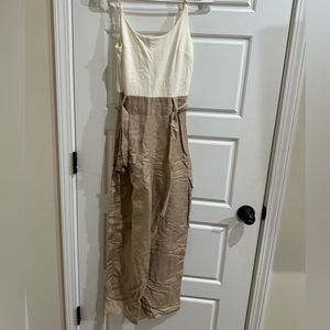 express white/tan jumpsuit, size s
